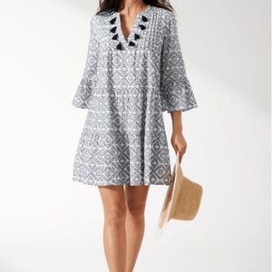 Tommy Bahama‎ NWOT SZ Med the Diamond Clip Black &White jacquard Mini Sundress